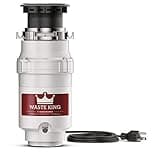 Waste King 1/2 HP Garbage Disposal with Power Cord for Kitchen Sink Food Waste, L-1001