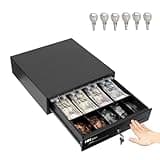 HK SYSTEMS 13inch Heavy Duty Manual Push-Open Cash Drawer with 4Bill/5Coin, Removable Till, Two Medial Slots, Black