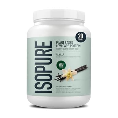 Isopure Plant-Based Protein Powder, Lactose Free, Gluten Free, With Iron, Vanilla, 20g Plant Protein Per Serving, 1.23 Lbs, 20 Servings