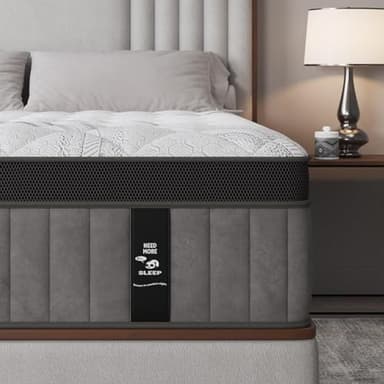 King Size Mattress, 12 Inch King Hybrid Mattress with Medium Firm Gel Memory Foam & Individually Wrapped Pocket Springs, Upgraded Zoned Support, Motion-Isolation & Pain Relief,CertiPUR-US Certified