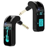 Wireless Guitar System 2.4 GHz with 8 Channels Rechargeable Audio Wireless Guitar Transmitter Receiver for Electric Guitar Bass Electric Wind Instruments,48K/16bit Real-time Transmissio (Black)