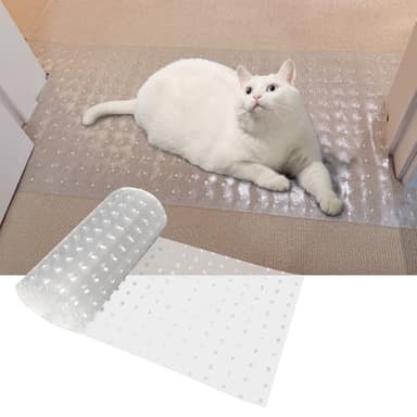 THAMIAO Carpet Protector for cat Dog Anti Scratch Under Door Cat Scratch Protector Mat from Scratching Easy to Cut Non Slip Plastic Carpet Scratch Stopper Cat Scratch Guard Carpet 3.6FT(Clear, 1pcs)