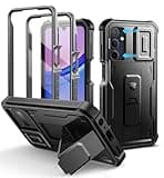 Dexnor for Samsung Galaxy A15-5G Phone Case, [2 Front Frame] [Built-in Slide Camera Cover & Kickstand] Heavy Duty Military Grade Protection Shockproof Case with Screen Protector, 6.5 inch Black