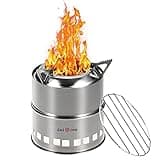 Gas One Camping Stove - Wood Stove Stainless Steel Portable Stove with Alcohol Tray Potable Wood Burning Stoves for Picnic BBQ Camp Hiking with Grill Grid