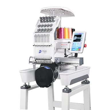 FUJA Embroidery Machine with 10 Needles, 1200 SPM Max Speed 7" Touch Screen, Embroidery Area 9.5" × 14.2" Commercial Beginners Embroidery Machine Suitable for Hat, Flat, T shirt and more