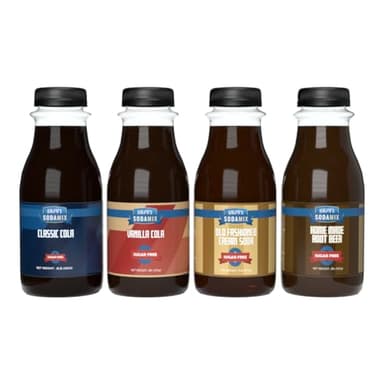 Ralph's 4 Sugar Free Sparkling Water Soda Maker Flavors Pack | Classic Cola | Classic Vanilla Cola | Cream Soda | Root Beer | Four 12oz Bottles | Sodamix