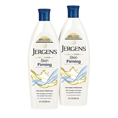 Jergens Skin Firming Body Lotion for Dry to Extra Dry Skin, Skin Tightening Cream with Collagen and Elastin, Dermatologist Tested, Hydralucence Blend Formula, 8 Oz, Pack of 2