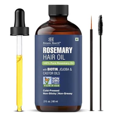 Botanic Hearth Hair Oil for Hair Growth | Rosemary Oil for Hair Growth with Biotin, Castor & Jojoba | Scalp Oil & Dry Scalp Treatment | Color Safe | All Hair Types| 2 Fl Oz