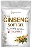 Micro Ingredients Red Panax Ginseng Supplement 6,000mg Per Serving, 300 Softgels | High Potency Korean Ginseng Root Extract with Active Ginsenosides | Supports Energy & Immune Health | Non-GMO