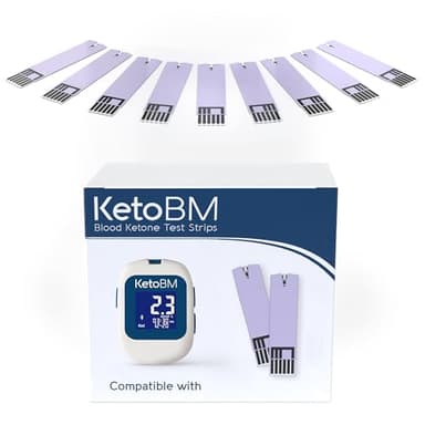 KetoBM Blood Ketone Test Strips for Dual Bluetooth Ketone & Glucose Meter, 50pk