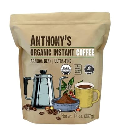 Anthony's Organic Instant Coffee,14oz, Ultra Fine Microground, Gluten Free, Arabica, Non GMO