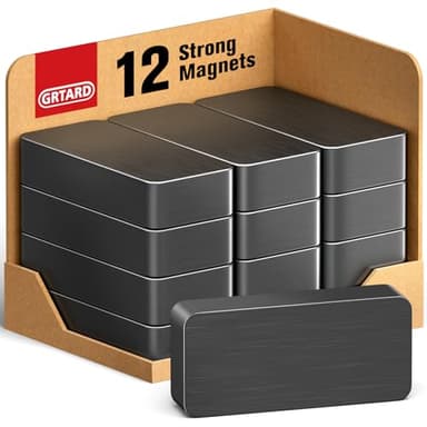 Grtard 12 Pack Heavy Duty Ceramic Magnets Strong, 1 7/8" x 7/8" x 3/8" Rectangular Ferrite Industrial Magnets, Grade 8, Black Ceramic Blocks Magnet for Crafts, DIY, Science, Fridge, Hanging Tools