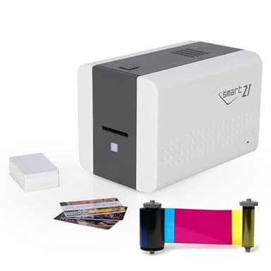 IDP SMART-21S ID Card Simplex Printer Kit with PC Only Software, 100 Print YMCKO Color Ribbon, 100 PVC Plastic Cards, and Now with IDP's EasyCapture™ Photo Capture Tool Free Trial!