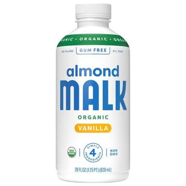 MALK Organic Vanilla Almond Milk, 28 FZ - Non GMO, Gluten Free, Dairy Free, Plant Based, Vegan