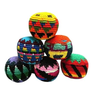 Spirit of Nature - Footbag Sack for Kick Ball | Assorted Foot Bag Crochet Hacky for Adults | Juggling Balls for Beginners | Multicolored Geometric Pattern | Handmade Guatemalan Crafts (Set of 6)