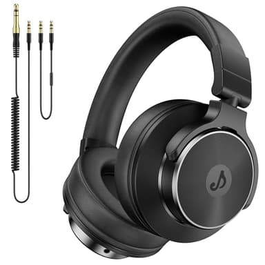 Rumoon Wired Headphones Over Ear, Studio Monitor & Mixing DJ Headphones with 50mm Neodymium Drivers and 1/4 to 3.5mm Jack for Guitar AMP Podcast Piano Keyboard (Black)