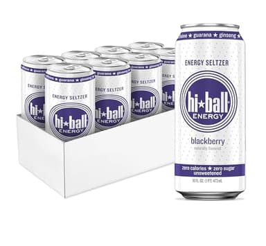 Hiball Clean Energy Drink - Blackberry - Zero Sugar, Zero Calorie Sparkling Water with 160mg Organic Caffeine, 50mg Organic Ginseng, 50mg Organic Guarana and B Vitamins - 16 fl oz (8-Pack)