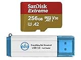 SanDisk 256GB SDXC Micro Extreme Memory Card Works with DJI Osmo Pocket Gimbal Camera 4K V30 Class 10 A2 UHS-I (SDSQXA1-256G-GN6MN) Bundle with (1) Everything But Stromboli 3.0 Card Reader