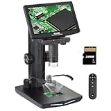 VEVOR 7" HDMI LCD Digital Microscope for Adults, Soldering Electron Microscope 1200X with IPS Screen, 8 LED Lights, 2 Flexible Side Lights, PC View, USB Coin Microscope for Windows/MacOS/TV, 32GB