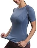 RUNNING GIRL Seamless Workout Shirts for Women Dry-Fit Short Sleeve T-Shirts Crew Neck Stretch Yoga Tops Athletic Shirts