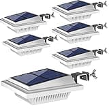 UniqueFire Outdoor Solar Gutter & Fence Lights, 40 LEDs, Waterproof Security Lamps for Eaves, Garden, Landscape, Walkway (6PCS White, Cold Light)