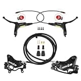 JFOYH 4-Pistons E-Bike Hydraulic Disc Brakes Set for Elecric Bike with Power-Off Sensor, Ebike Hydraulic Brake Upgrade kit with 2-PIN Power-Off Sensor Male Connector(No Rotors)