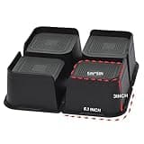 MYMULIKE Bed Risers Heavy Duty, Oversized Furniture Risers, Support Up to 6000 Lbs, Lift 3 inch for Couch, Sofa, Table,Chair (Black 4 Pack, 3 inch)