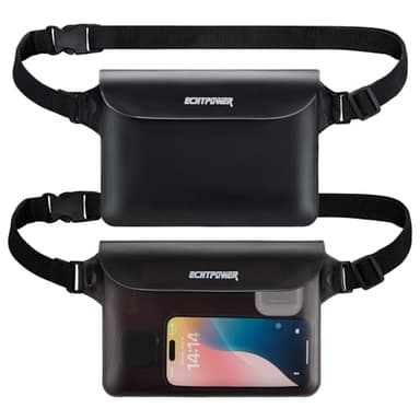 ECHTPower 2-Pack Waterproof Pouch Bags, Waterproof Fanny Packs with Adjustable Waist Straps for Beach, Swimming, Kayaking, Boating