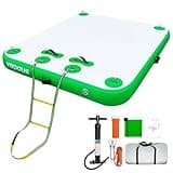 vapaus Inflatable Floating Dock Water Air Mat Swim Platform Floating Island Deck with Rope Ladder for Pool Lake Beach Relaxing Sunbathing (Lagoon Green, 8ft x 6ft x 6")