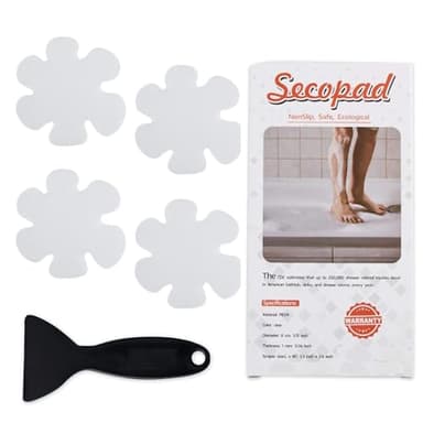 Secopad 24PCS Original Bathtub Stickers Non-Slip, Safety Shower Treads Adhesive Appliques with Premium Scraper