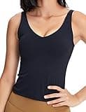 POSHDIVAH Women Sports Bra Longline Padded Tank Top Naked Feeling Workout Fitness Running Yoga Tops Black Small