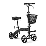 Medline Manual Seated Mobility Scooter Knee Walker, 8” Wheels, 300 lbs. Capacity, Black- for Leg & Foot Injuries, Crutch Alternative, 1 Ct.