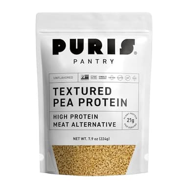 PURIS Pantry Textured Pea Protein, Unflavored Meatless Vegetable Crumbles, Soy Free, Shelf-Stable, Gluten Free, 21g of Protein, Plant-Based Vegan Meat Substitute, Equivalent to 1.5 Pounds Ground Beef