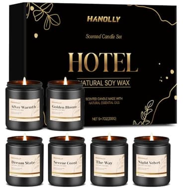 Hotel Scented Candles Set, 6 Pack Candles for Home Scented, Luxury Aromatherapy Jar Candle Gifts for Men & Women, Natural Soy Wax Long Lasting Candle Kit for Halloween, Birthday, Christmas