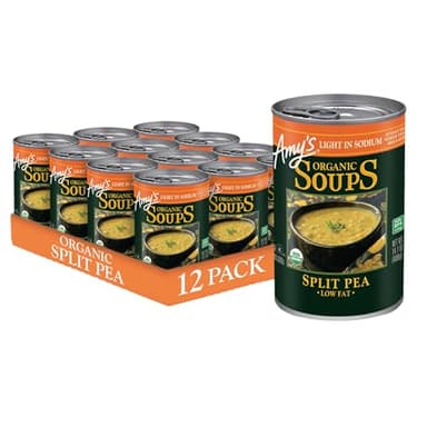 Amy's Soup, Vegan Split Pea Canned Soup, Light in Sodium, Gluten Free, Made With Organic Vegetables, 14.1 OZ (12 Pack)