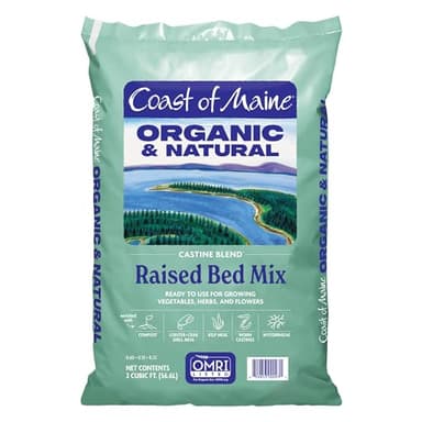 Coast of Maine Organic & Natural Castine Blend Soil - Nutrient-Rich Garden Soil w/Mycorrhizae, Biochar - Enhanced Drainage & Aeration - for Raised Bed Gardening & Container Gardening (2 cu ft)
