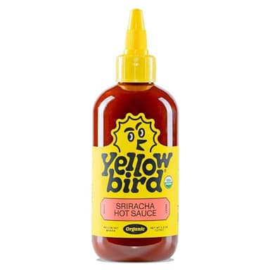 Yellowbird® Organic Sriracha Hot Sauce 9.8 oz. Pantry Size (Mellow Hot | 1 Bottle | Made w/ Organic Garlic, Dates, & Lime)