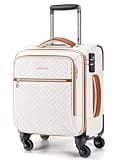 BAGSMART Underseat Carry On luggage Airline approved, 16-inch Softside Underseater Travel Suitcase with Spinner Wheels Lightweight Overnight Bag Small Rolling Carry-on for Women Men Weekender,Beige