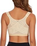 choolley Front Closure Posture Corrector Bras for Women Back Support Full Back Coverage Smoothing Bra XL Beige