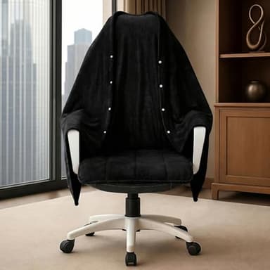 Himake Office Chair Blanket, Black Classic Flannel Fleece Desk Wearable Blanket for Work, Work from Home Gifts & Practical Gifts for Cold People Stay Warm with Chair Wrap Attaches