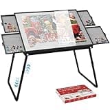 Doerpuz Jigsaw Puzzle Table Adjustable Height-18,28inch,2 in 1 Design Metal Puzzle Table with Legs Aluminium,Puzzle Tables for Adluts and Kids,Foldable Puzzle Table with Drawers,Felt,and Cover