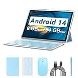 Android 14 Tablet, 10.1 inch 8GB RAM+64GB ROM/1TB(Max), 2 in 1 Tablets with Keyboard Case Mouse Stylus, 1.8GHz Quad-core Processor, 1280*800 IPS HD Touch Screen, 8MP Camera, 5G Wi-Fi 6 BT 5.0 Tablet