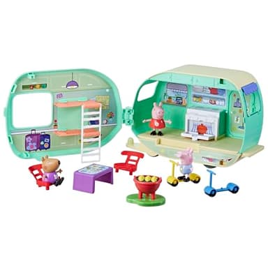 Peppa Pig Caravan Playset for Girls and Boys, 3 Figures, 6 Accessories, Preschool Toys, Kids Gifts, Ages 3+