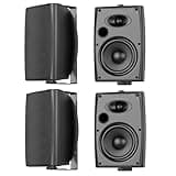 STUDIOFINIX 6.5 Inch Max 800W Outdoor Bluetooth Speakers Waterproof Wired with Multifunctional Amplifier Wall Mount Outdoor Speaker System for Patio Garden Poolside Home(4 Speakers,Black)