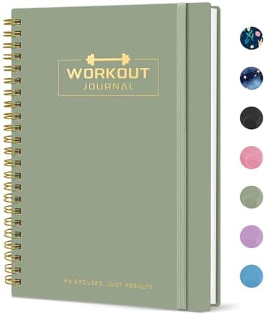 Fitness Workout Journal for Women & Men, A5(5.5" x 8.2") Workout Log Book Planner for Tracking, Progress, and Achieving Your Wellness Goals - Green