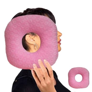 Ear Piercing Pillow for Side Sleepers with Hole for Ear Pain CNH, Donut Pillow for Releasing Ear Inflammation Pressure Sores Ear Pain, Ear Guard Pillow and Sleeping Pillow for Side Sleeper (Pink)