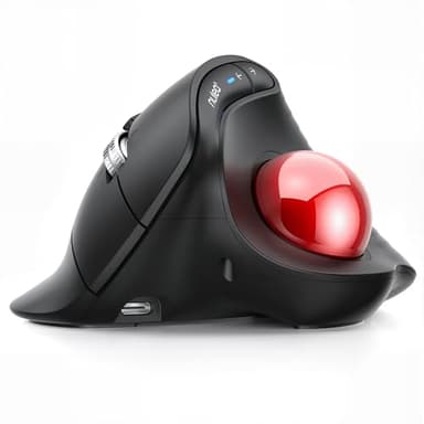 Nulea M514 Vertical Trackball Mouse, Ergonomic Wireless Thumb-Control Mouse with Quiet Clicks, Ultra-Fast Scrolling, 3 Device Connection (Bluetooth & USB Receiver), Rechargeable for PC/Mac/Laptop
