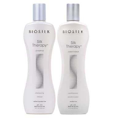 BioSilk Silk Therapy Duo Set Shampoo & Conditioner, Gentle Cleansing Haircare For Amazing Shine, Sulfate, Paraben, & Cruelty-Free, 12 Oz (Pack of 2)
