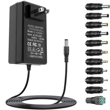 12V 3A Power Supply AC Adapter Charger with 11 Changeable DC Plug Tips AC120V to DC 12Volts 3A 2.5A 2A 1.5A 1A Power Adapter DC12V Switching Power Supply Cord for LED Strip Lights GPS PC Display