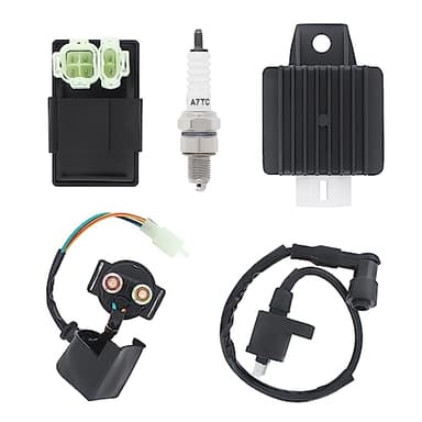Windance High Performance GY6 AC CDI Ignition Coil Voltage Regulator Relay Rectifier Spark plug Kit for 50cc 125cc 150cc ATV Quad Go Kart Moped Scooter, Motorcycle Ignition Rebuild Set